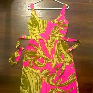 Milly of New York - Tropical pink and green palm dress